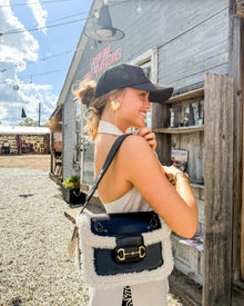  LAV Original Horsebit 1955 Shearling Shoulder Bag with Heart Pocket Stitching